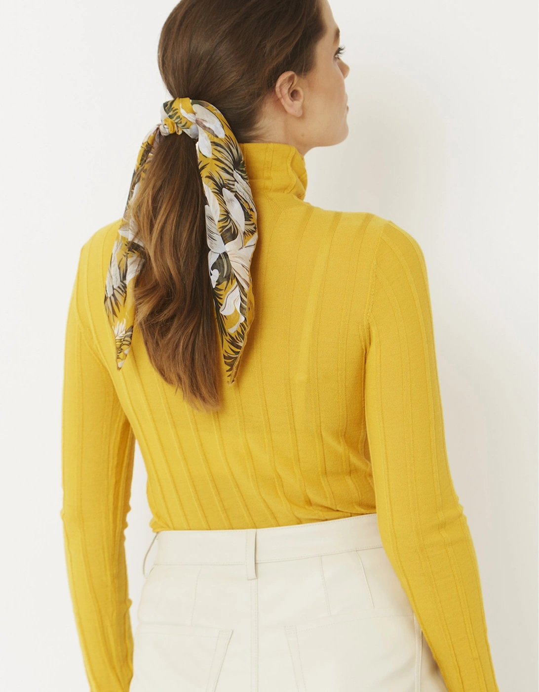 Yellow Silk Blend Hair Scarf