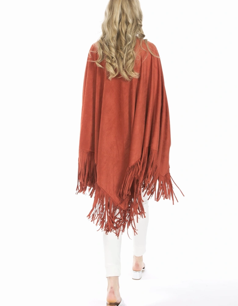 Orange Faux Suede Cape