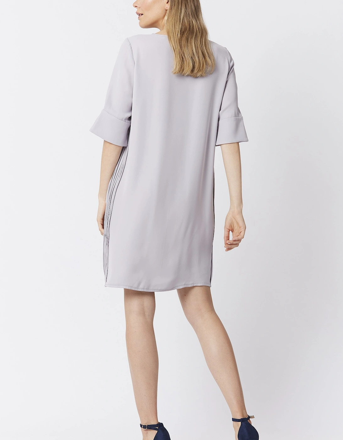 Grey Silk Blend Shift Dress