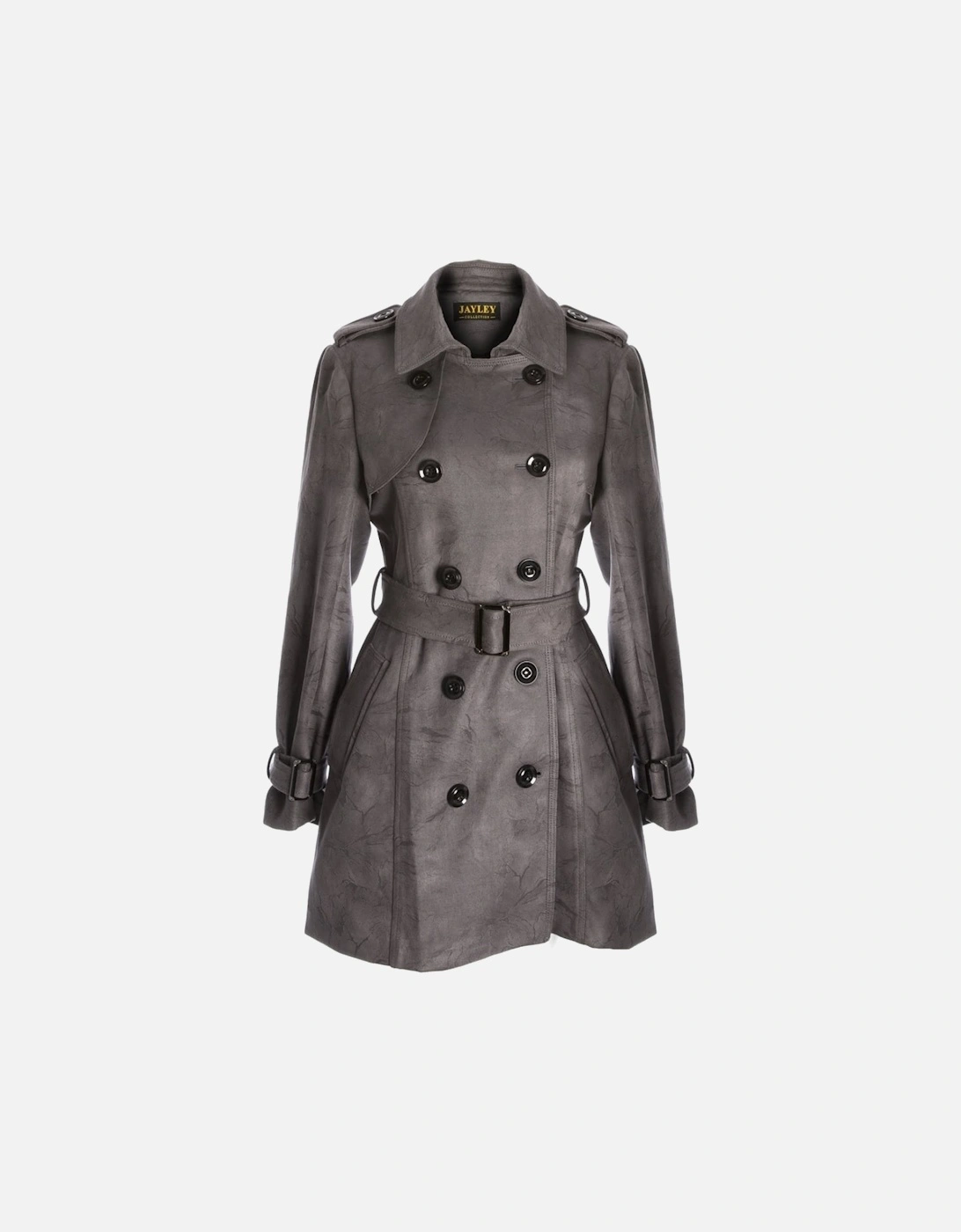 Grey Faux Suede Trench Coat