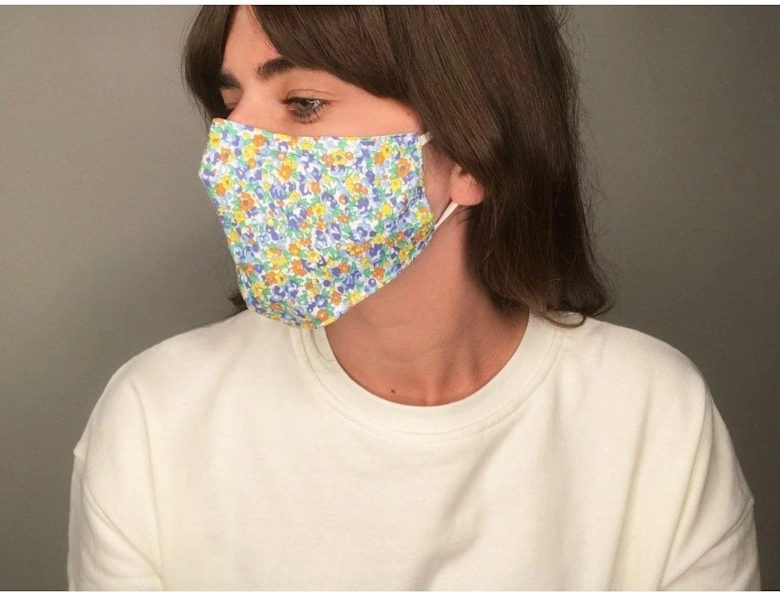 Blue Reusable Fashion Face Masks with Filter Pocket