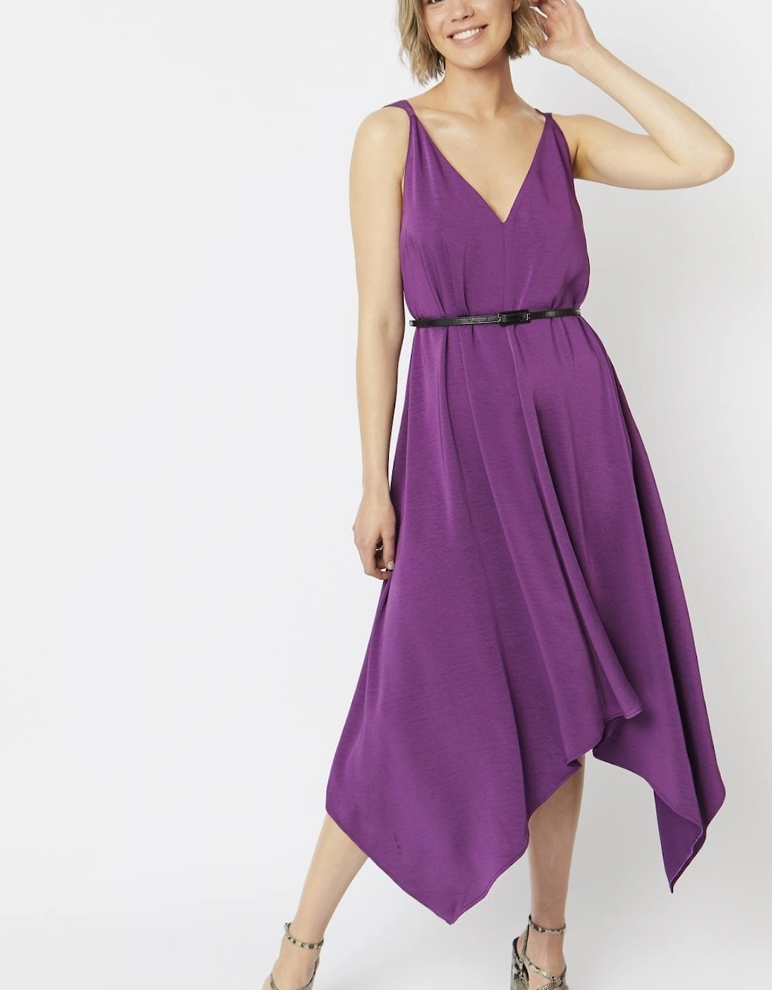 Purple Silk Blend Hanky Hem Dress, 7 of 6