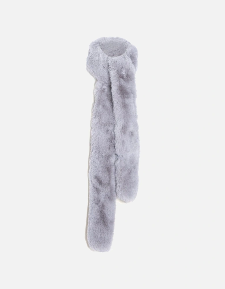 Grey Faux Fur Large Scarf