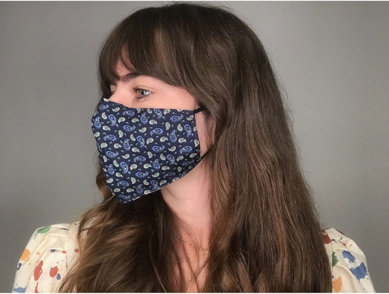Blue Reusable Cotton Fashion Face Mask with Filter Pocket
