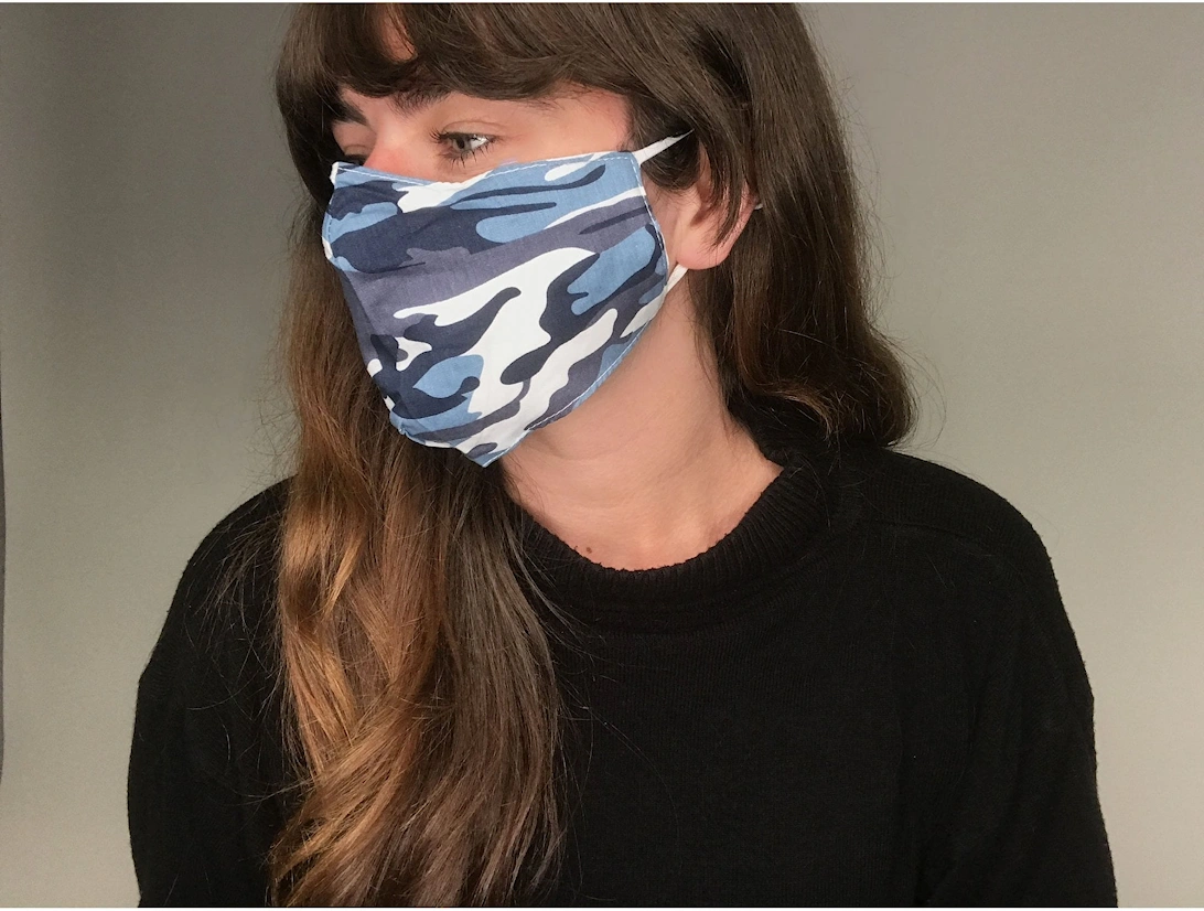 Blue Unisex Reusable Fashion Face Masks in Camouflage, 3 of 2