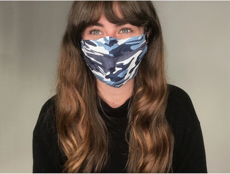 Blue Unisex Reusable Fashion Face Masks in Camouflage