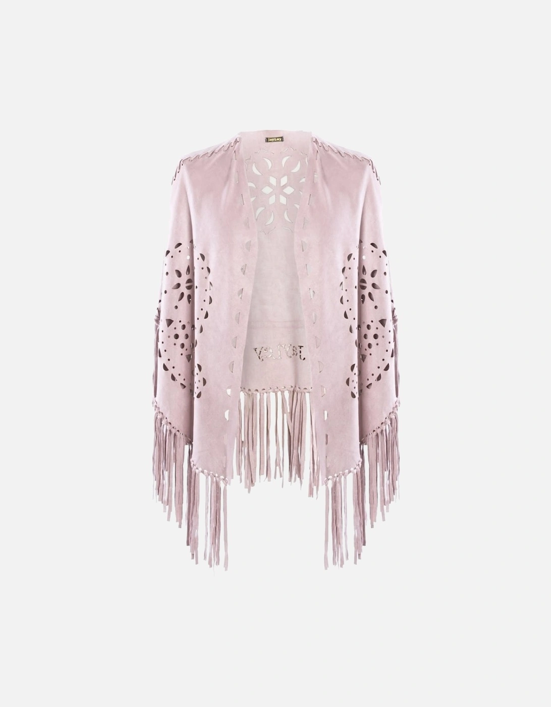 Pink Fringed Faux Suede Cape, 5 of 4