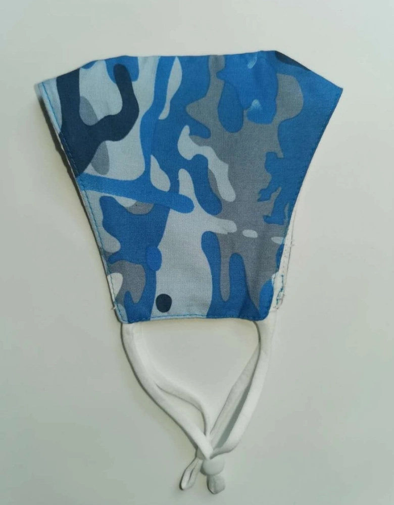 Blue Unisex Camo Cotton Face Mask with Filter Pocket