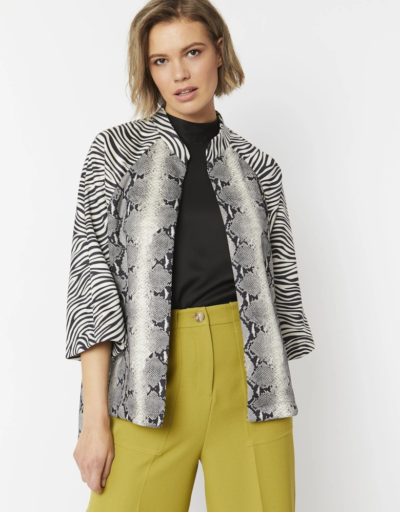 Animal Print Faux Suede Animal Print Jacket