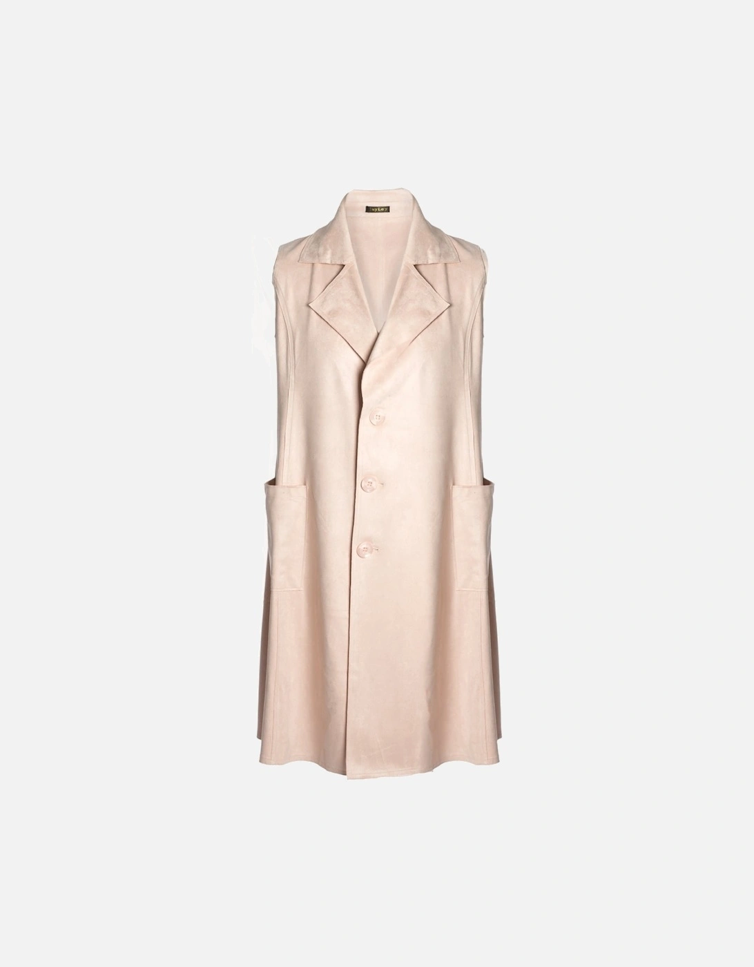 Pink Faux Suede Long Length Gilet, 4 of 3