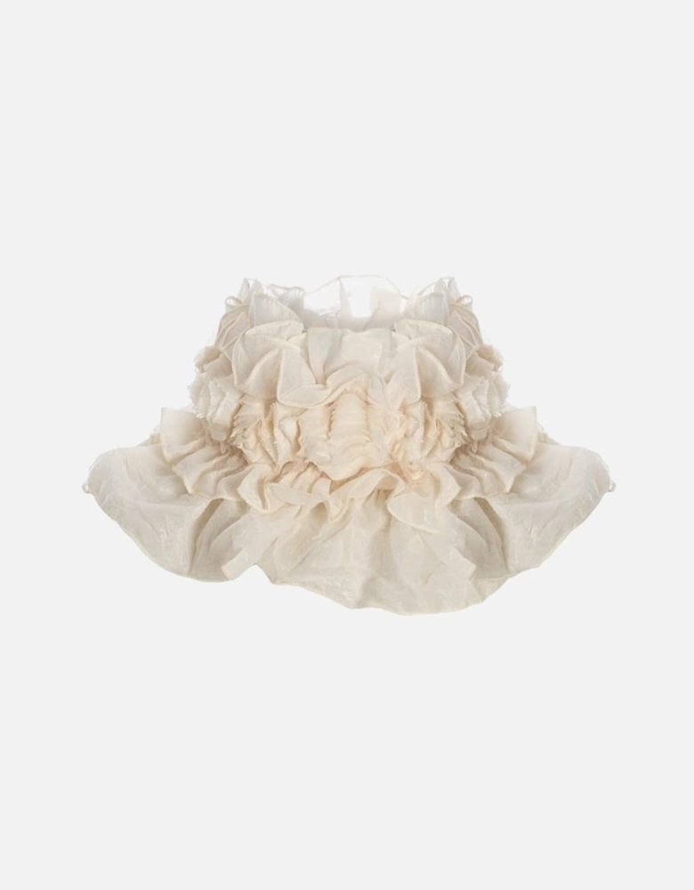 Cream Silk Chiffon Neck Scarf