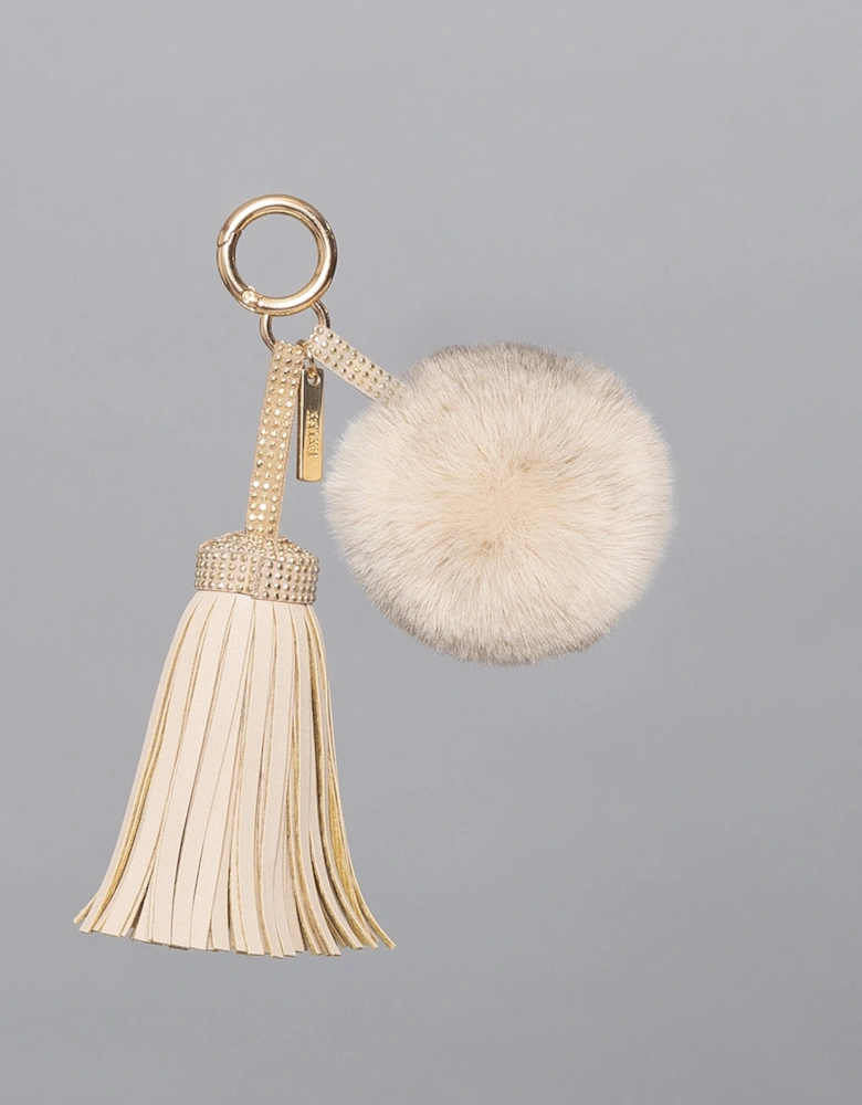 Mocha Faux Suede Faux Fur Pom Charm