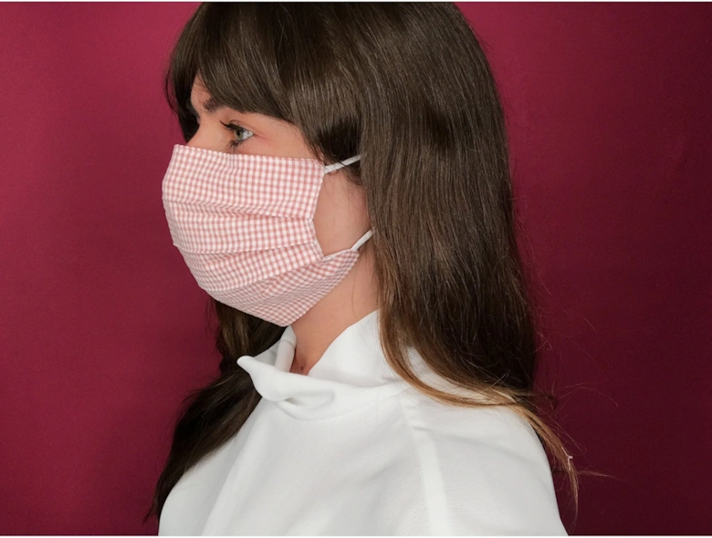 Red Gingham Check Cotton Fashion Face Mask