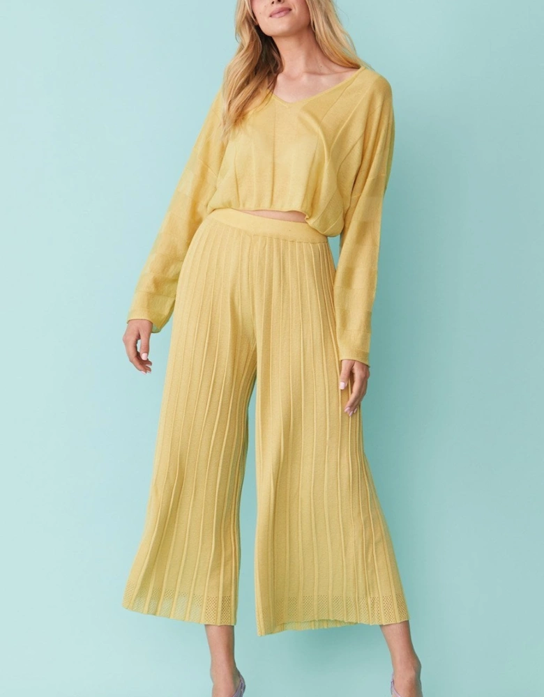 Yellow Oversized Ribbed Cropped Jumper