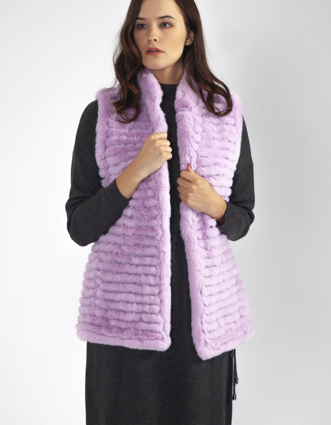 Purple Faux Fur Faux Suede Gilet, 4 of 3