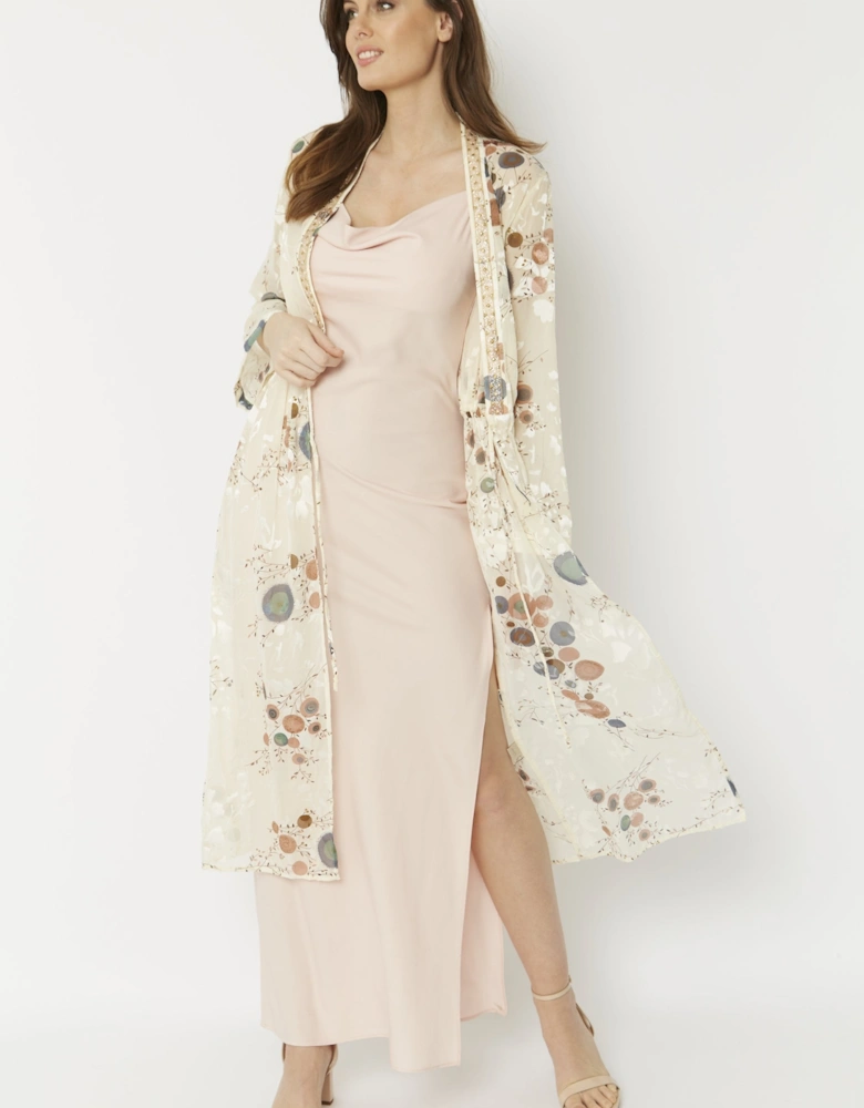 Cream Silk Devore Kaftan