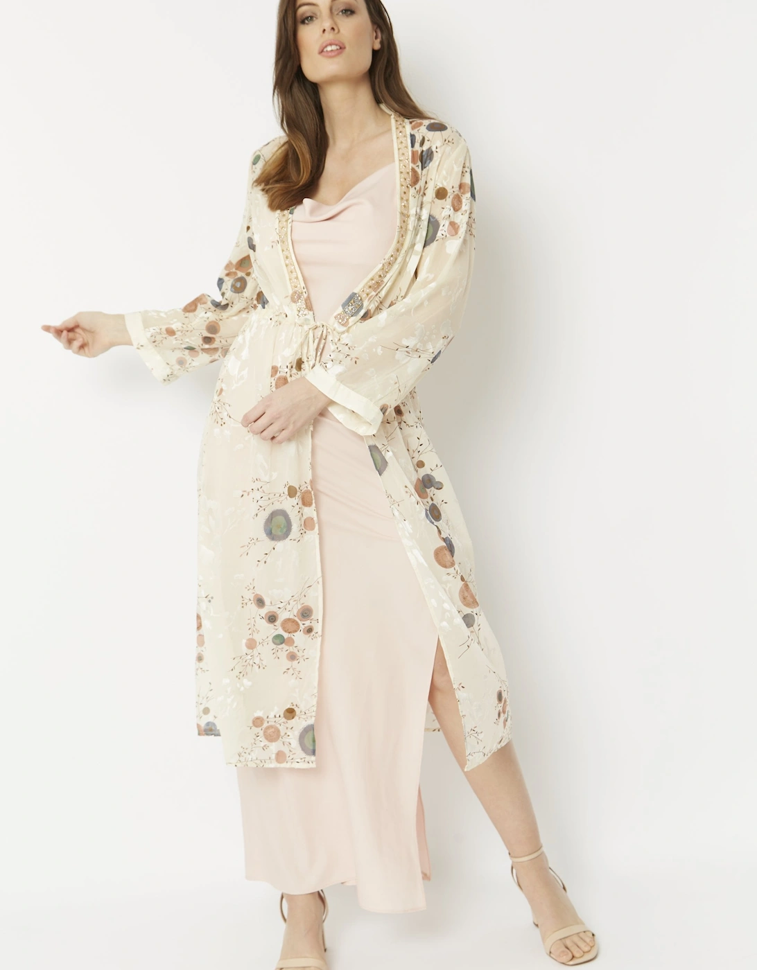 Cream Silk Devore Kaftan