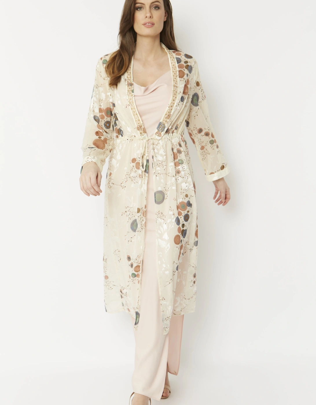 Cream Silk Devore Kaftan