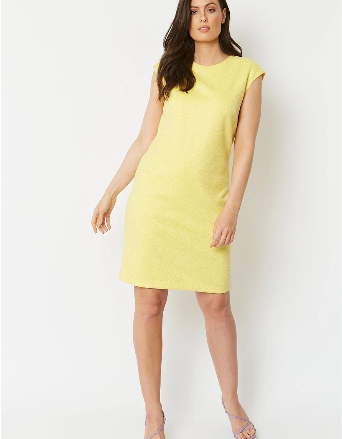 Yellow Faux Suede Animal Print Dress