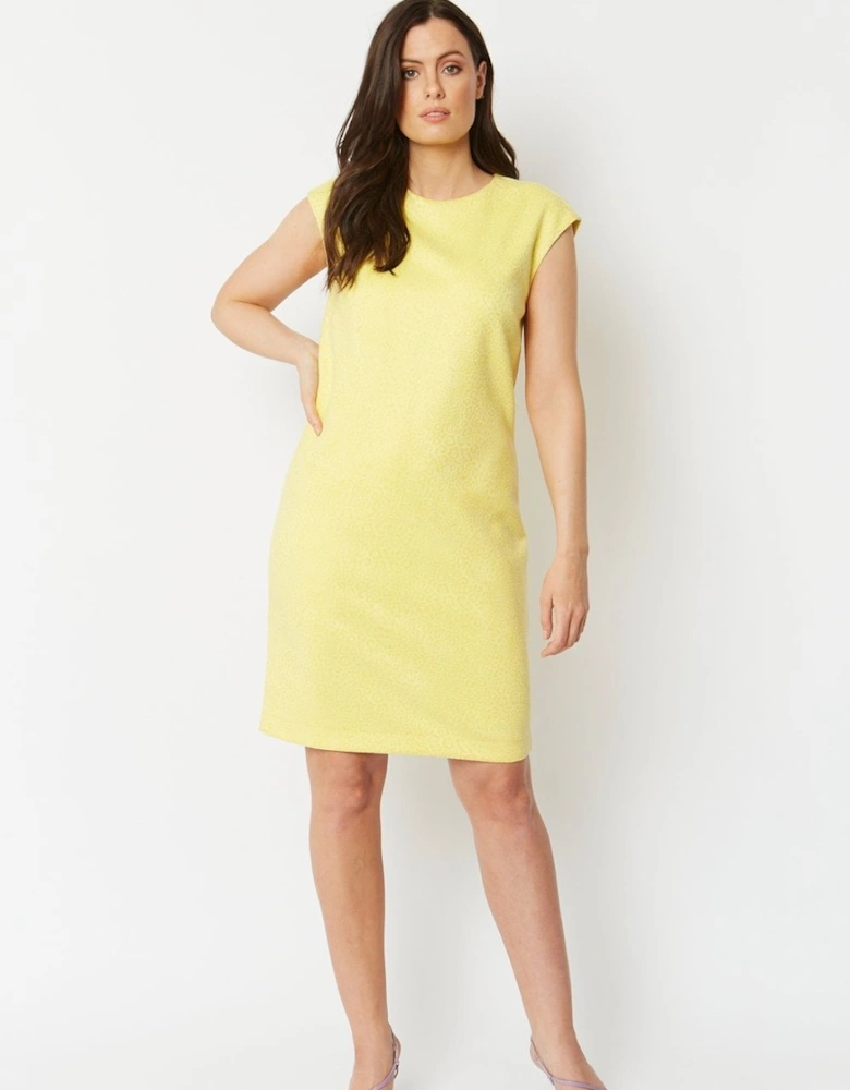 Yellow Faux Suede Animal Print Dress