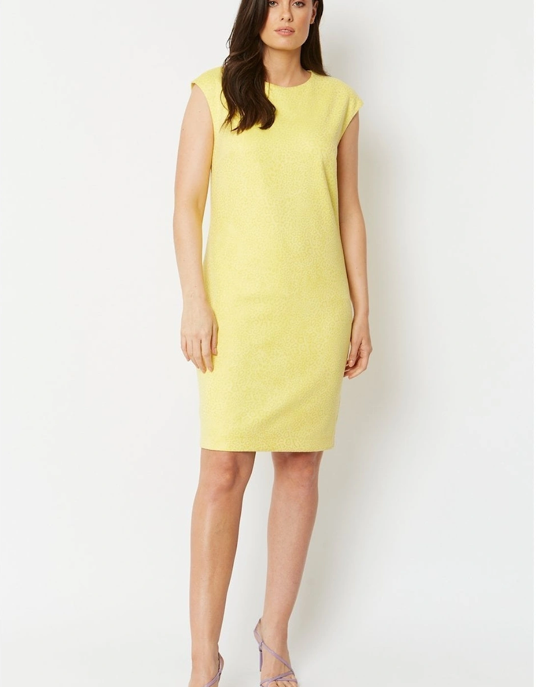 Yellow Faux Suede Animal Print Dress