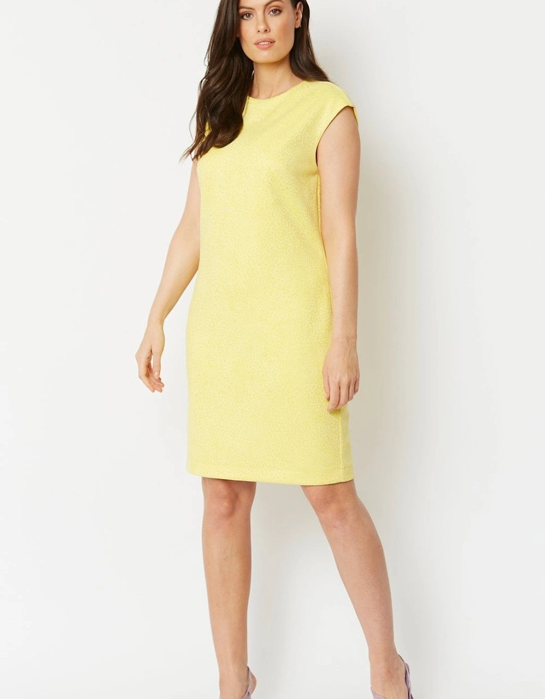 Yellow Faux Suede Animal Print Dress