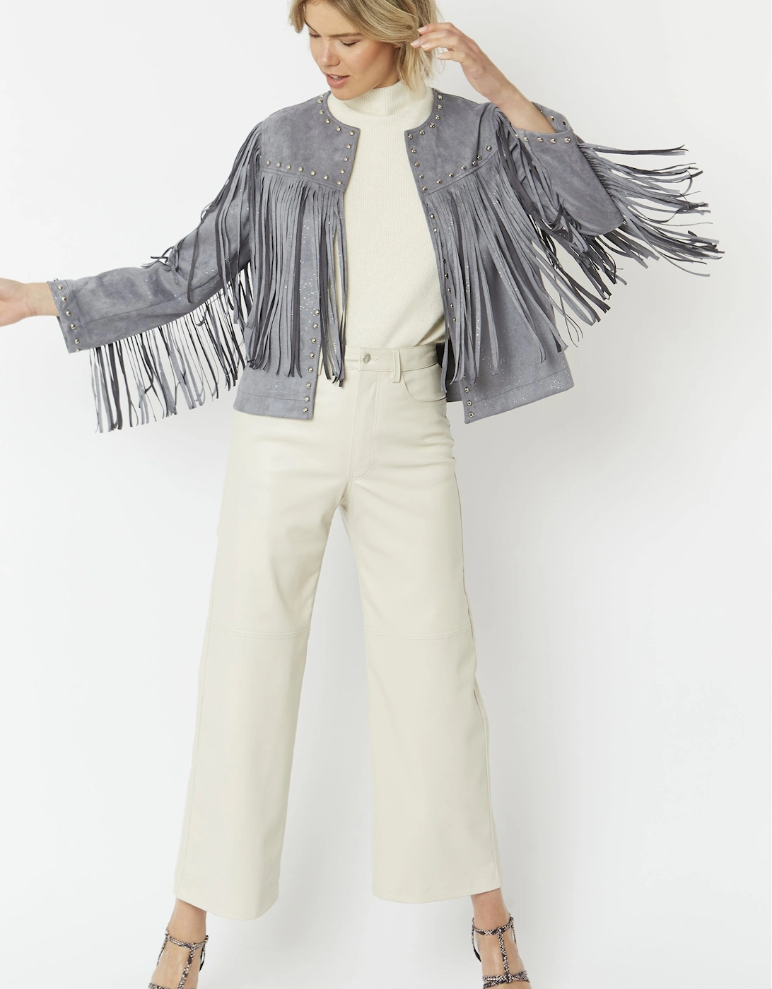 Grey Faux Suede Tassel Jacket, 17 of 16