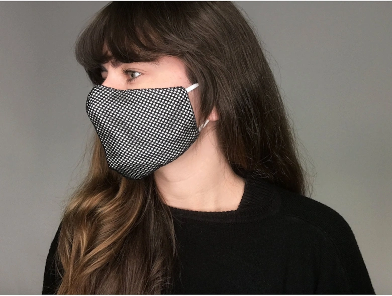 Black Reusable Cotton & Mesh Fashion Face Mask