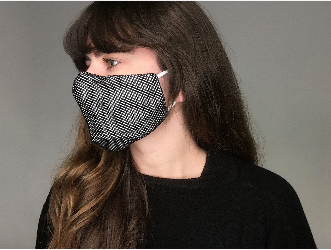 Black Reusable Cotton & Mesh Fashion Face Mask