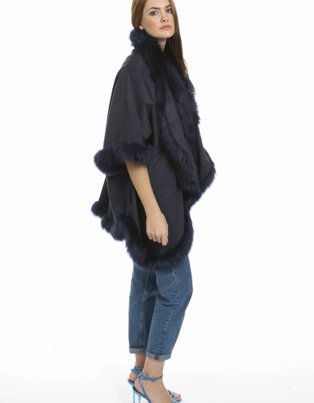Navy Faux Suede and Faux Fur Jacket, 4 of 3