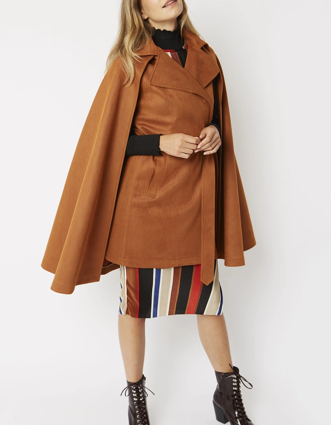 Mocha Faux Suede 2 in 1 Cape Coat