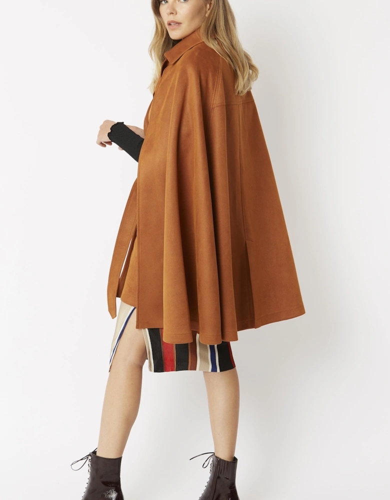 Mocha Faux Suede 2 in 1 Cape Coat