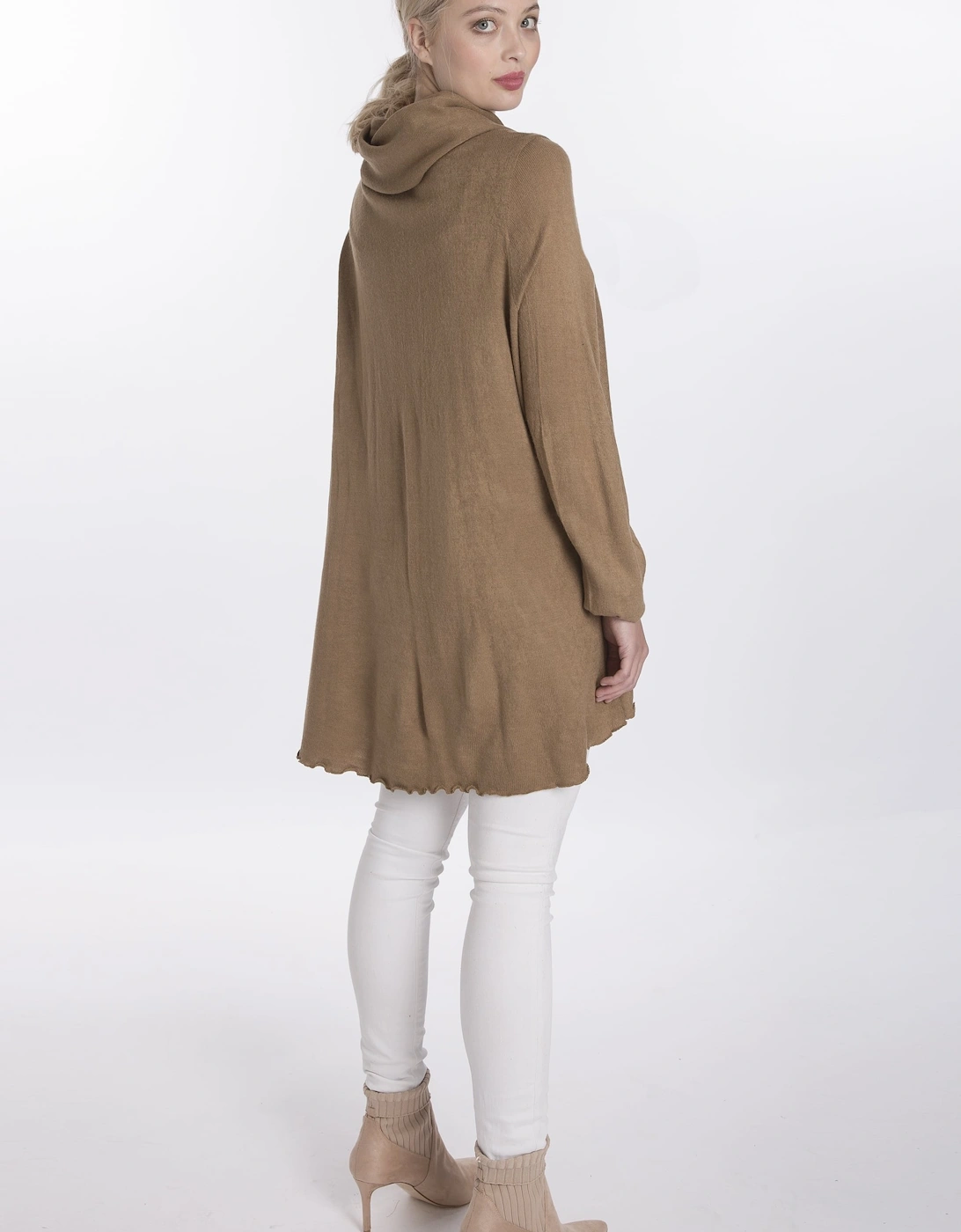 Mocha Light Knitted Sleeved Cape