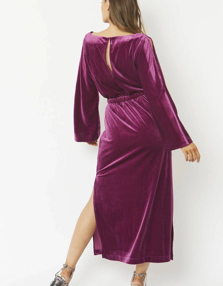 Purple Velvet Full Length Gown