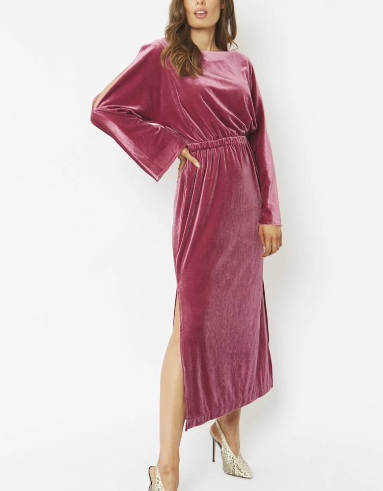 Pink Velvet Full Length Gown