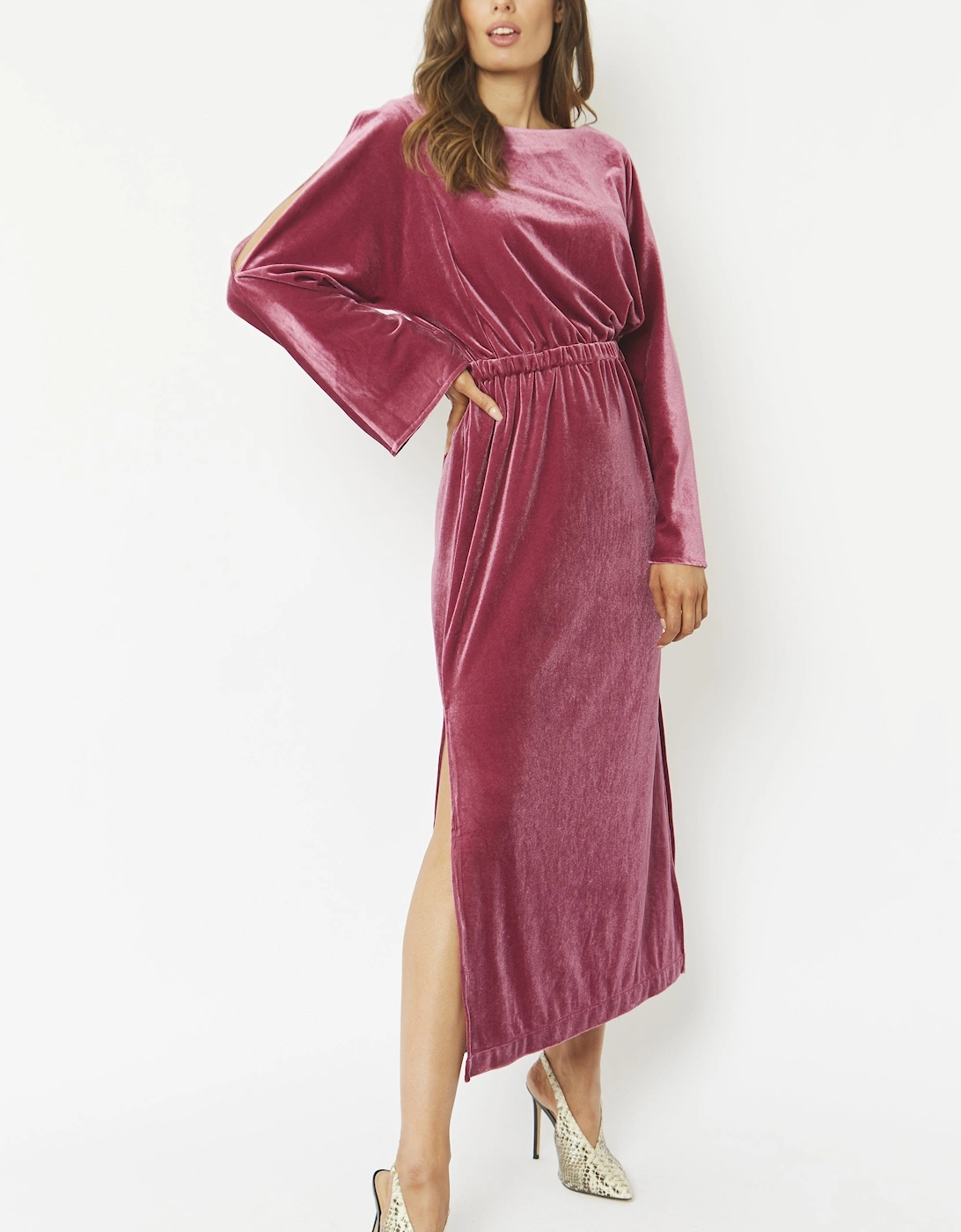 Pink Velvet Full Length Gown
