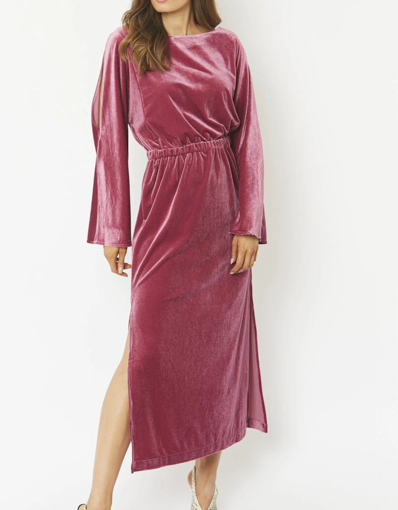 Pink Velvet Full Length Gown