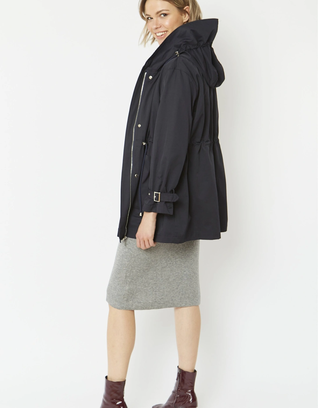 Navy Three in One Faux Fur Parka Coat