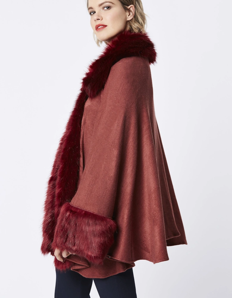 Red Luxury Faux Fur Fine Knitted Coat