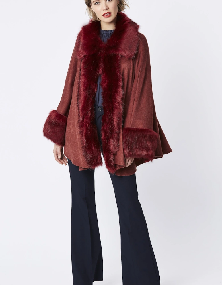 Red Luxury Faux Fur Fine Knitted Coat