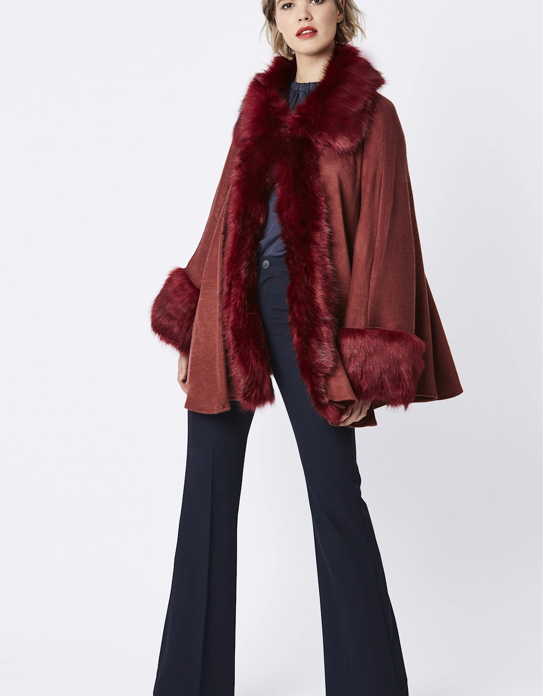 Red Luxury Faux Fur Fine Knitted Coat, 8 of 7