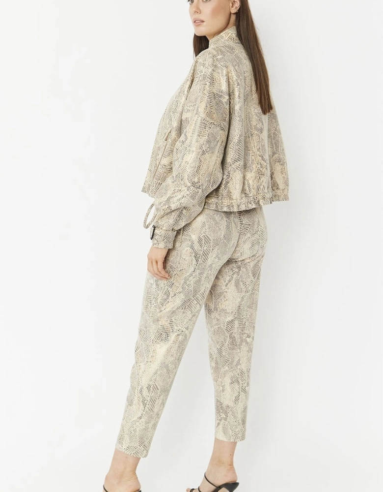 Mocha Faux Suede Snake Print Jacket