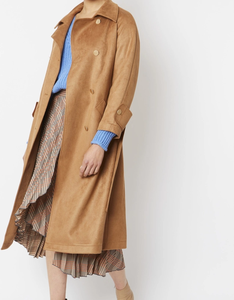 Mocha Faux Suede Trench Coat