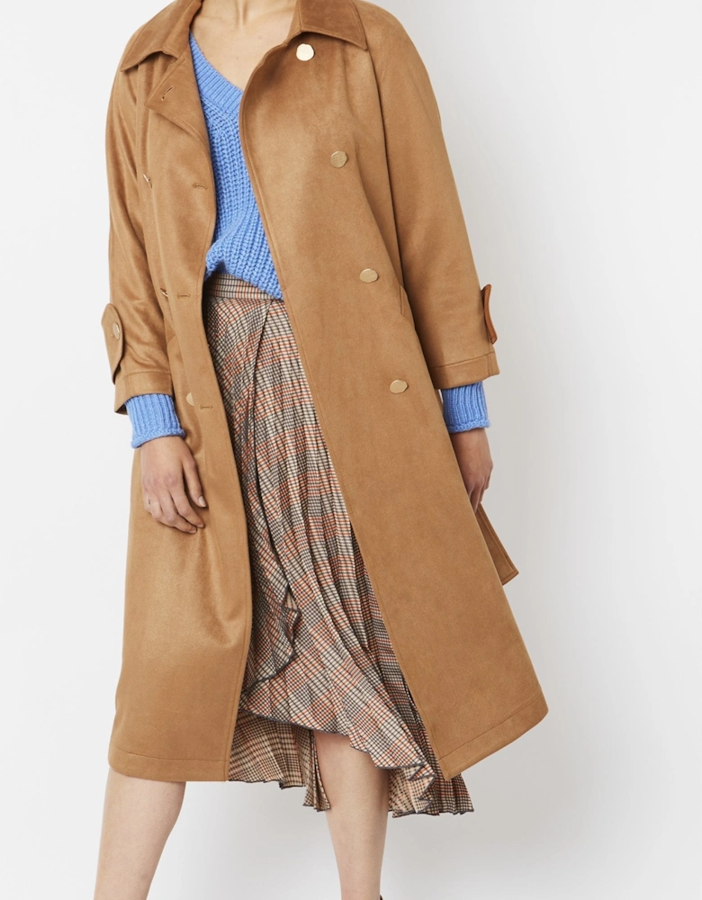 Mocha Faux Suede Trench Coat