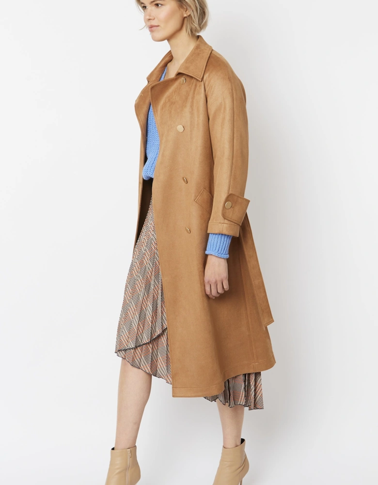 Mocha Faux Suede Trench Coat