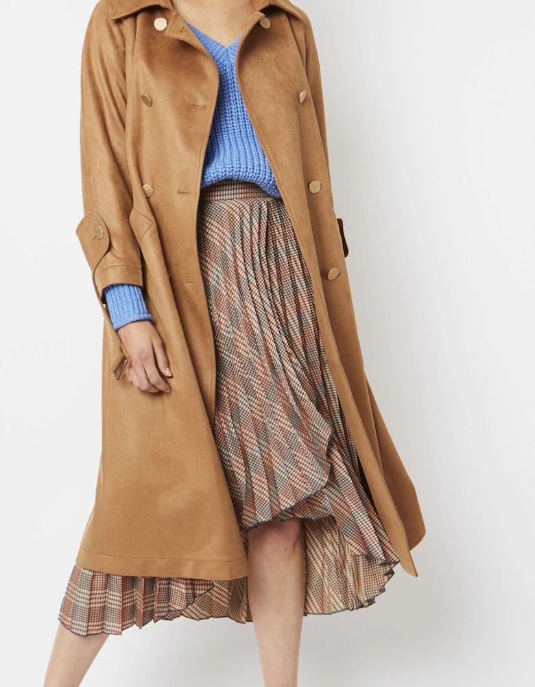 Mocha Faux Suede Trench Coat