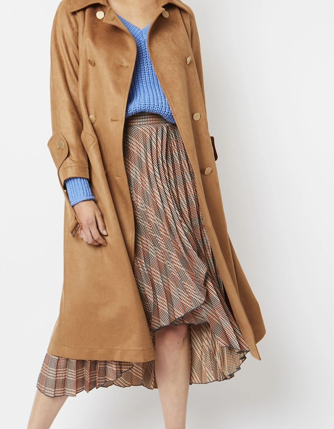 Mocha Faux Suede Trench Coat