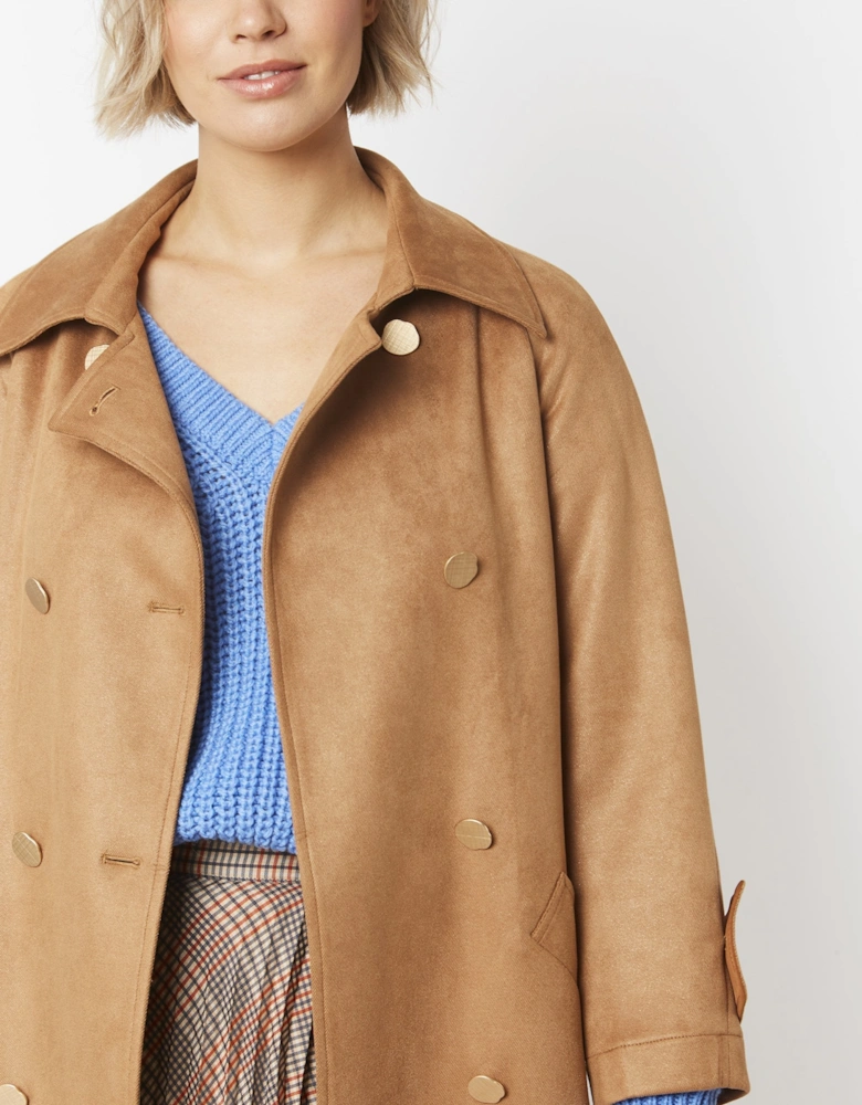 Mocha Faux Suede Trench Coat