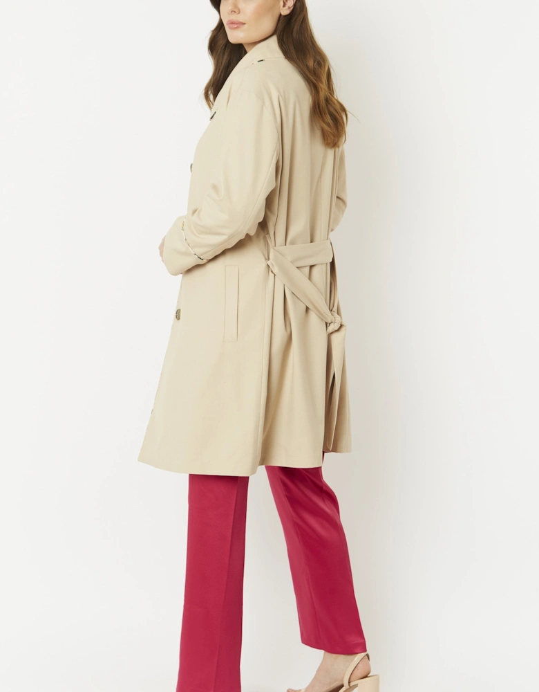 Mocha Trench Coat with Floral Binding