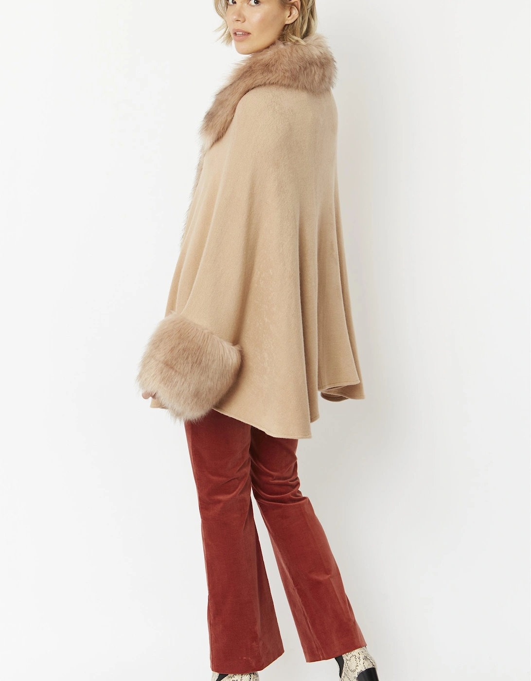 Mocha Luxury Faux Fur Fine Knitted Coat
